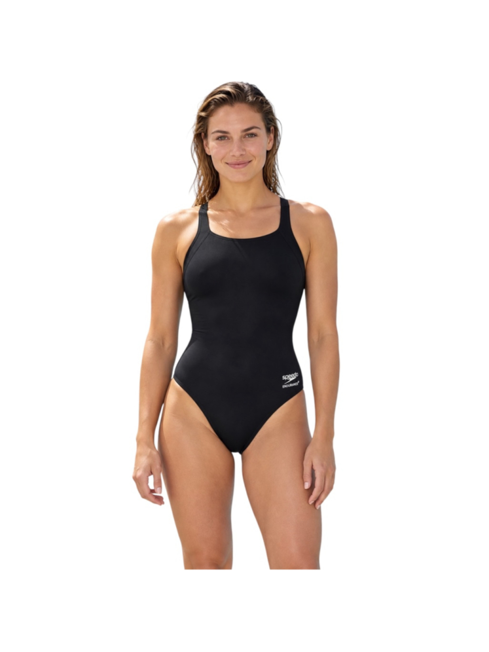 Speedo Endurance+ Black One-Piece Swimsuit Women’s 8/34 NWT